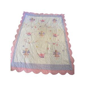VTG The company store Pink & Lavender Scalloped Fairy Quilt Twin Blanket Read